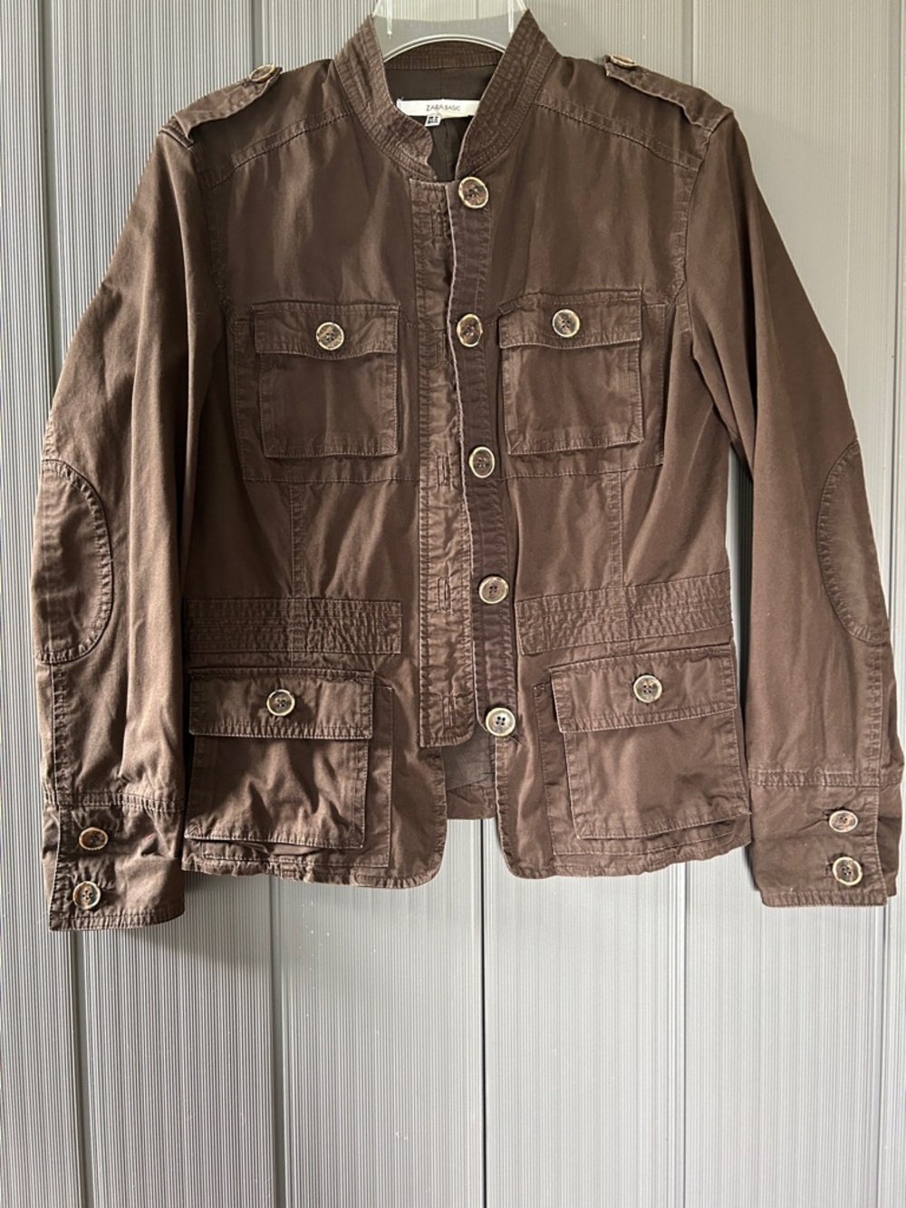 Zara Dark Brown Cotton Utility Jacket